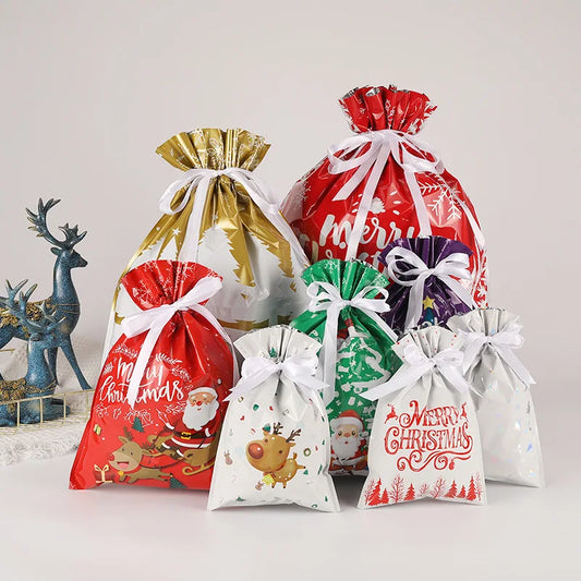 🎁 Set van 20 Luxe Kerstcadeau Zakken met Trekkoord – Herbruikbaar & Feestelijk!